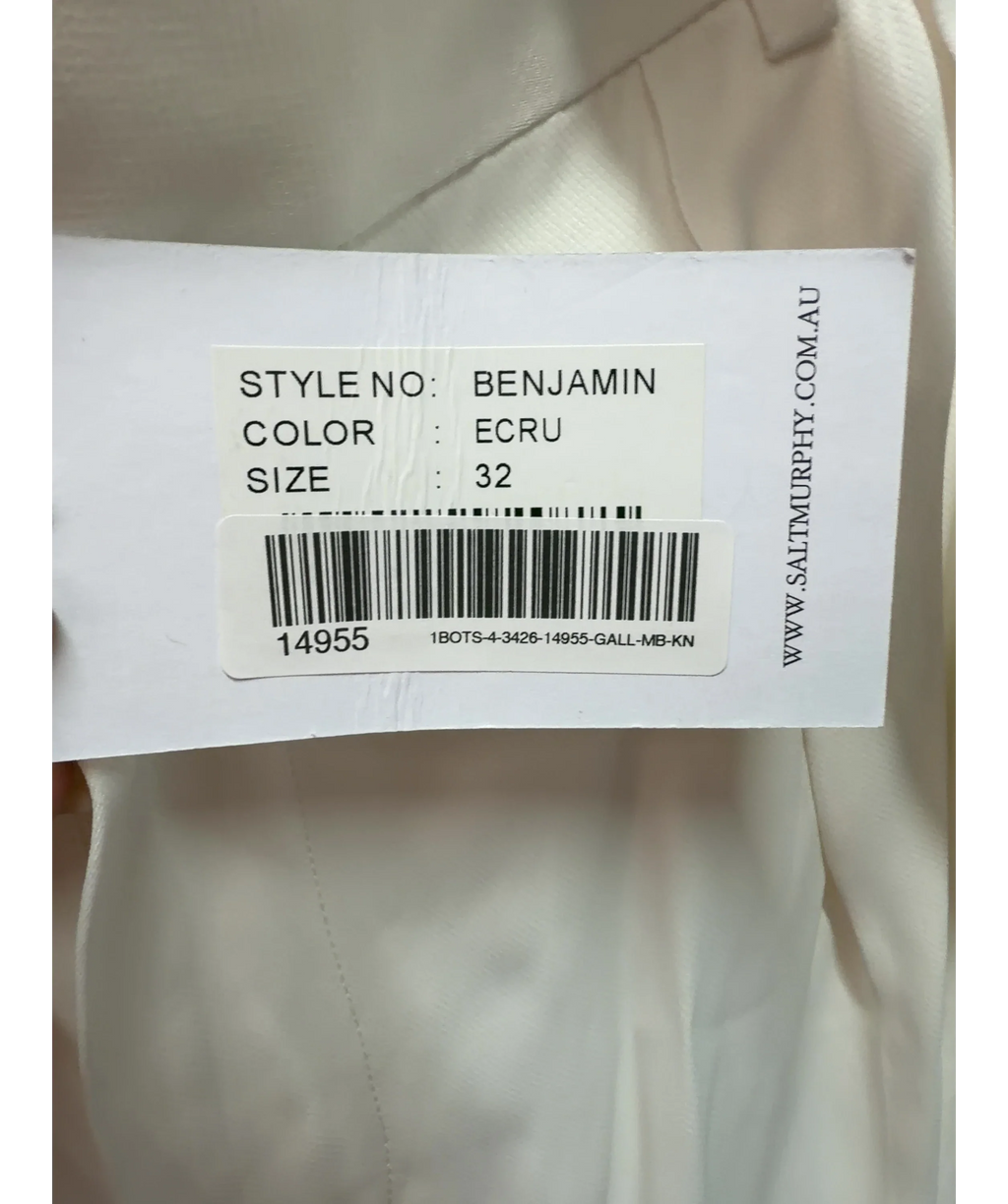 Salt Murphy Cream Benjamin Trousers, size UK 32 — care label
