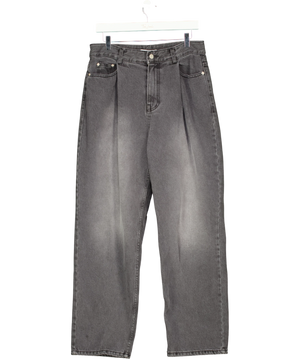 Mento Grey Acid Wash Pleated Jeans UK L