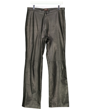 DATT Black Knee Seam Leather Pants Size 44