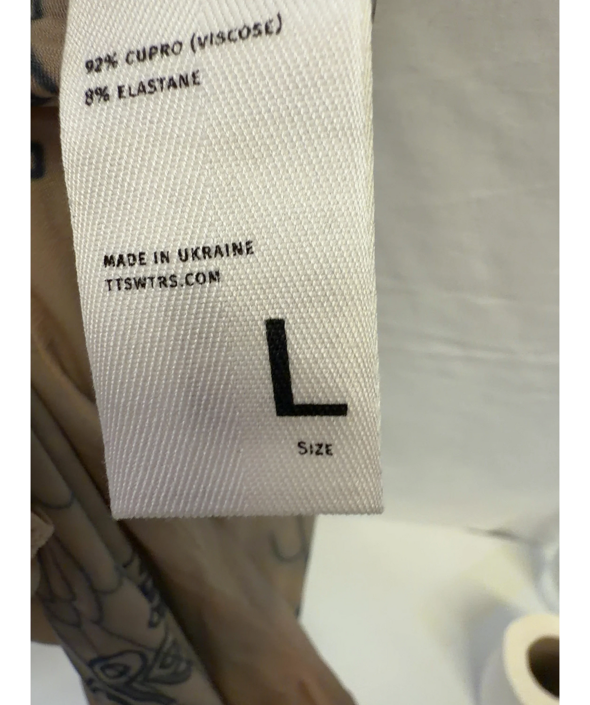 TTSWTRS Beige Colour, size UK L — care label