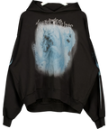 Weekday Black Square Loose Fit Graphic Hoodie, size UK XL — front
