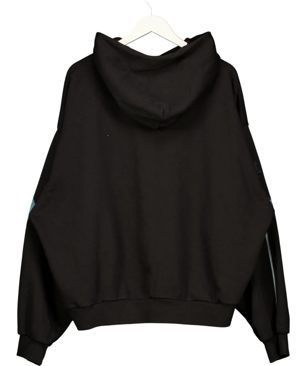 Weekday Black Square Loose Fit Graphic Hoodie, size UK XL — back