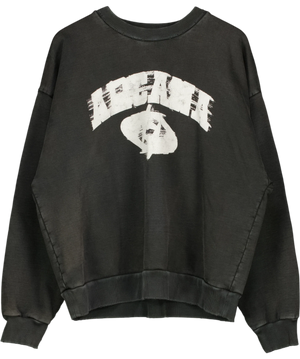 ARCANA Black Distressed Graphic Sweatshirt UK L