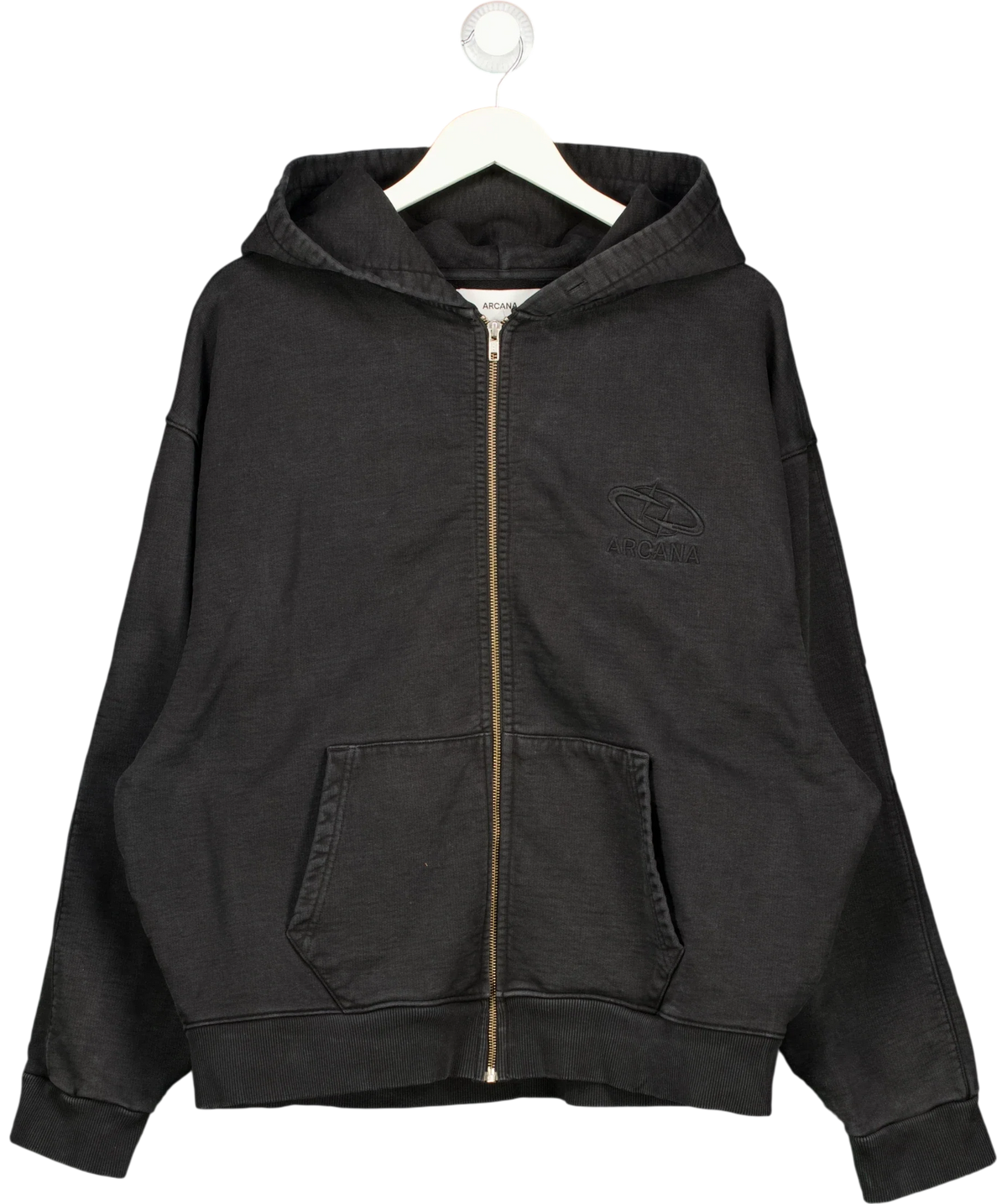 ARCANA Black Orbit Hoodie, size UK L — front