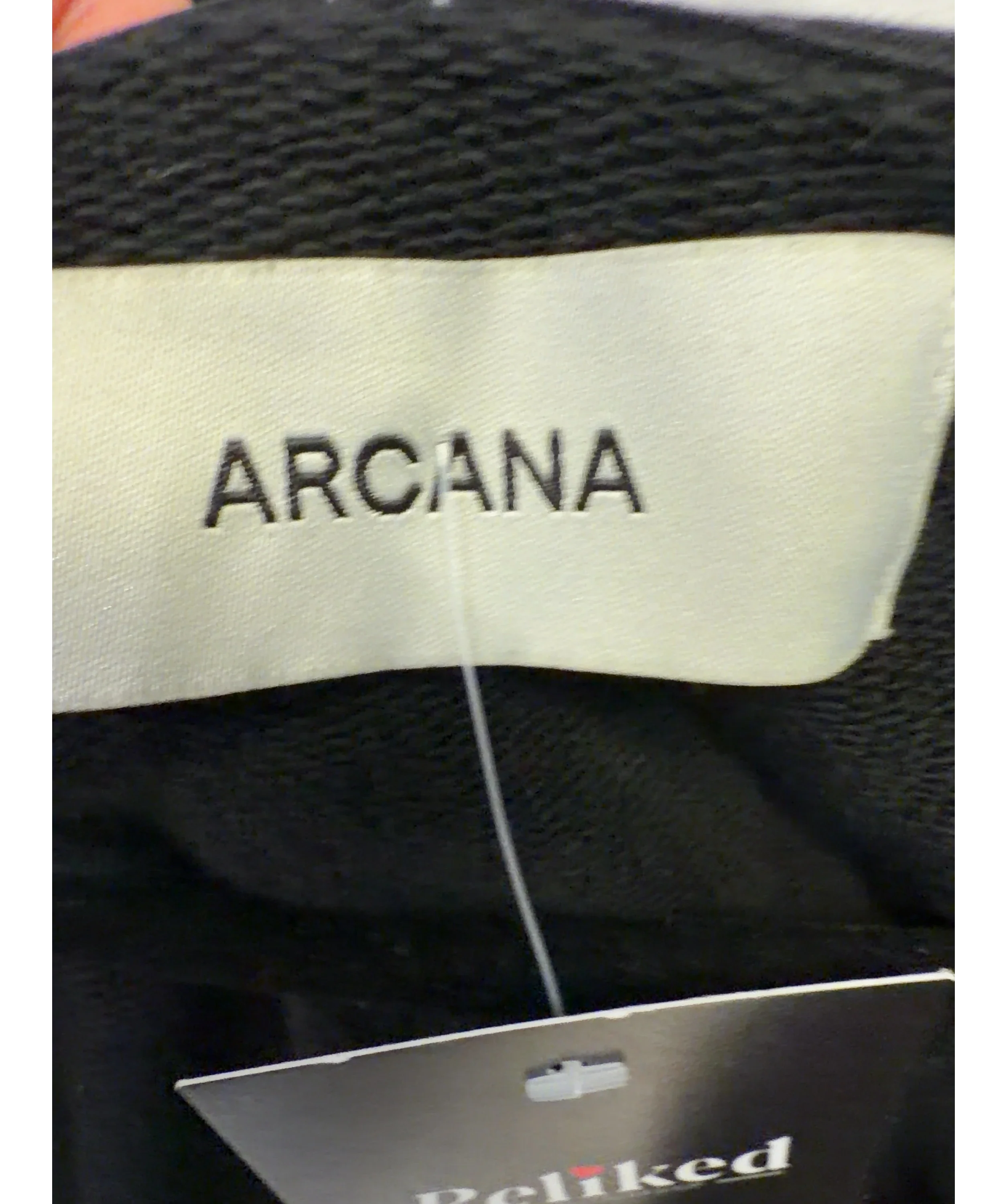 ARCANA Black zip-up hoodie, size UK M/L — label