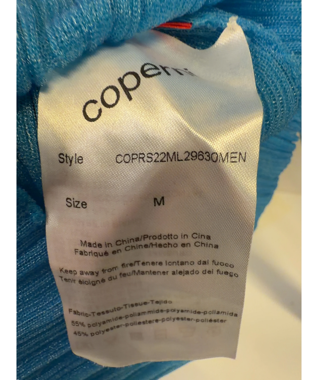 Coperni Blue fine-ribbed knit long-sleeved top, size UK M — care label
