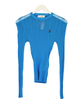 Coperni Blue fine-ribbed knit long-sleeved top, size UK M — front