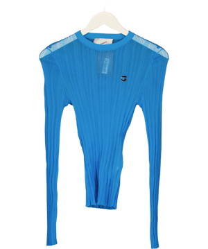 Coperni Fine-Ribbed Knit Long-Sleeved Top Blue UK M