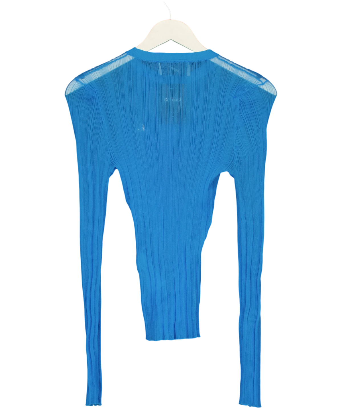 Coperni Blue fine-ribbed knit long-sleeved top, size UK M — back