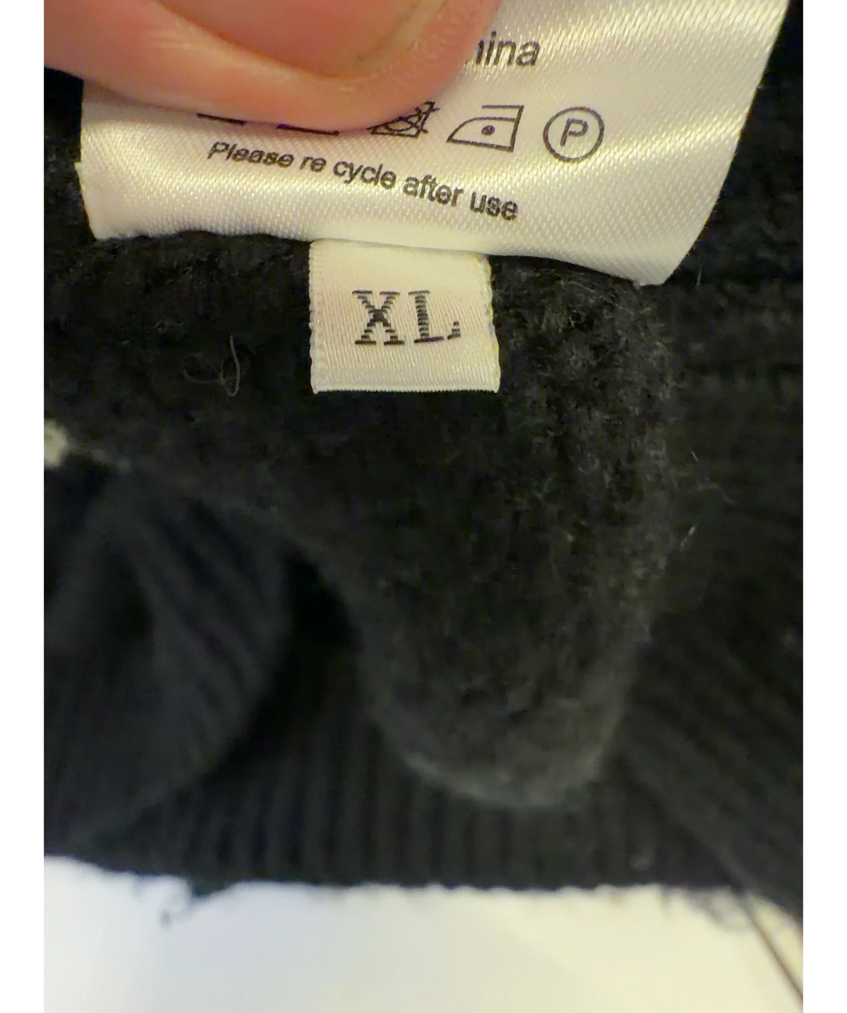 ARCANA Black Ghost Knit sweater, size UK XL — care label