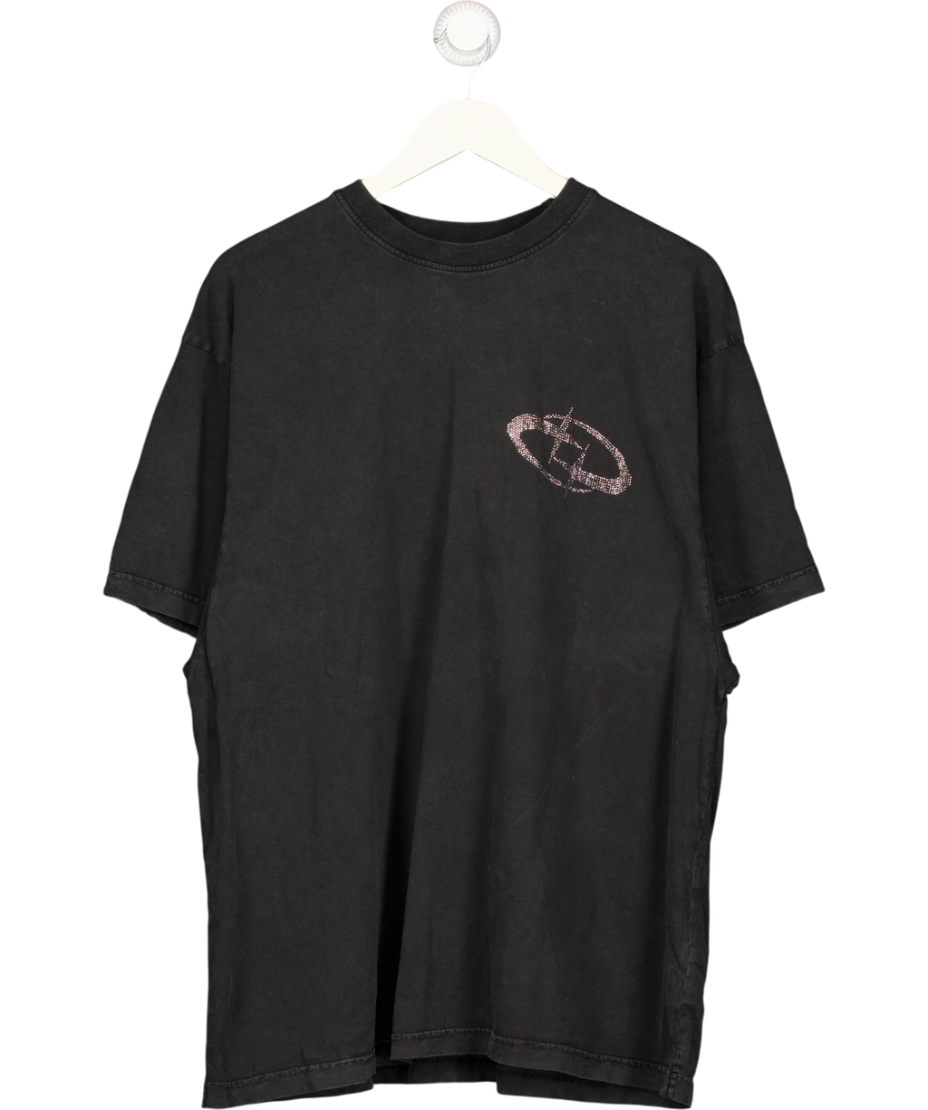 ARCANA Black Black Orbit Oversize T-Shirt, size UK S — front