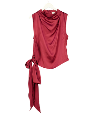 Salt Murphy Pierson Top in Red  Bordeaux Silk UK M