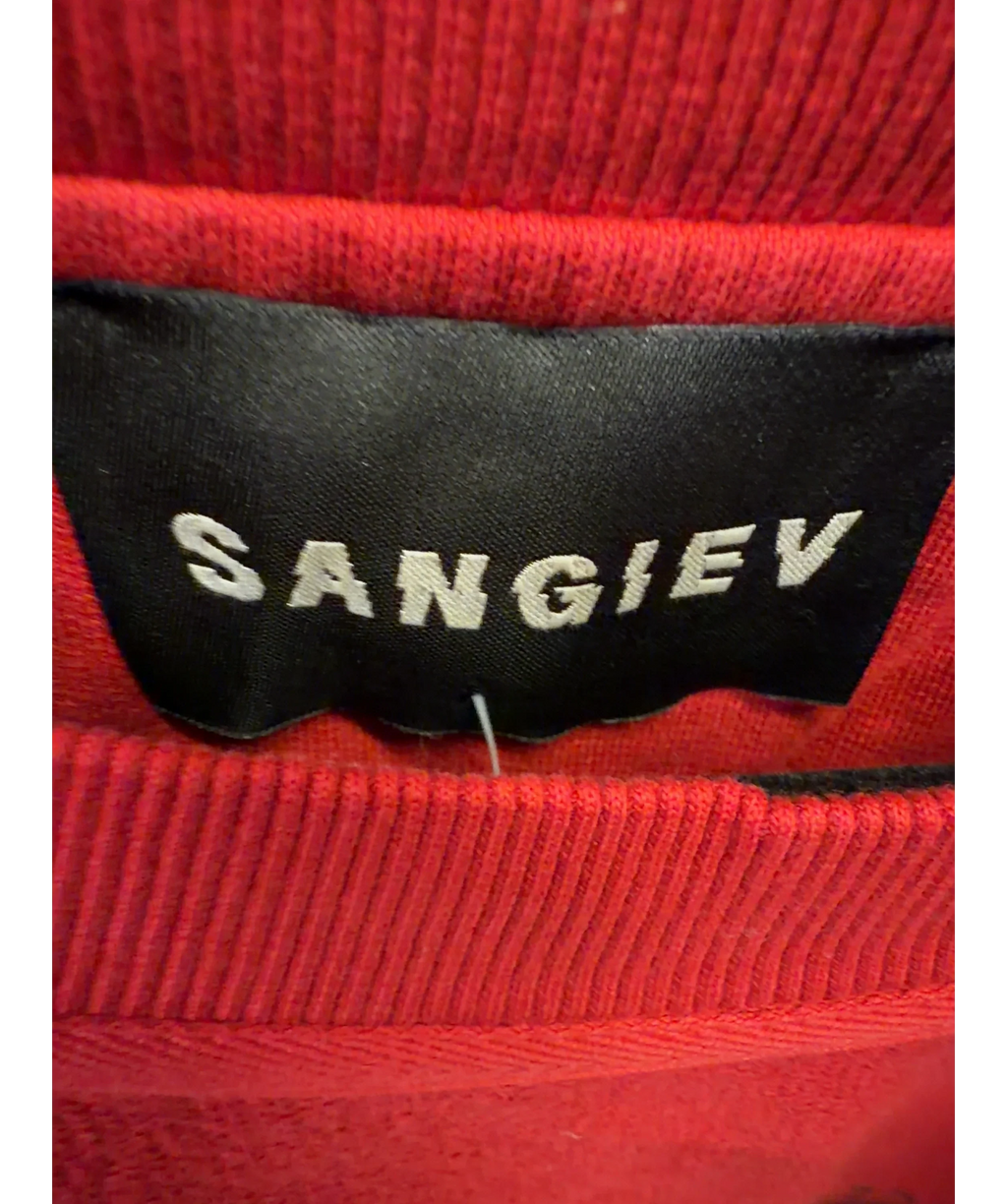 Sangiev Red Reversible Cropped Sweatshirt — label