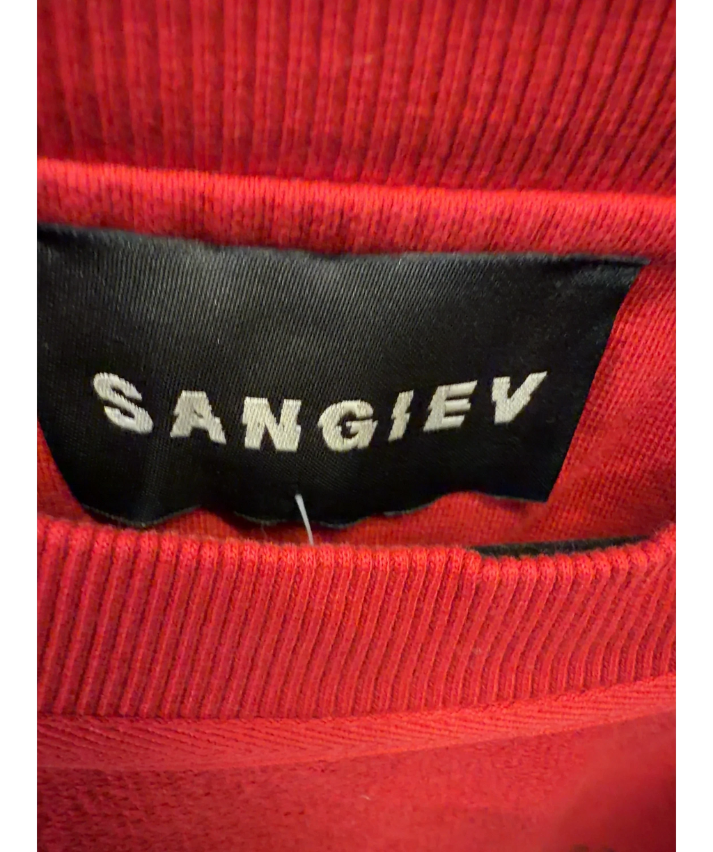 Sangiev Red Reversible Cropped Sweatshirt — care label