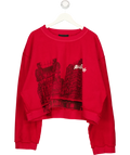 Sangiev Red Reversible Cropped Sweatshirt — front