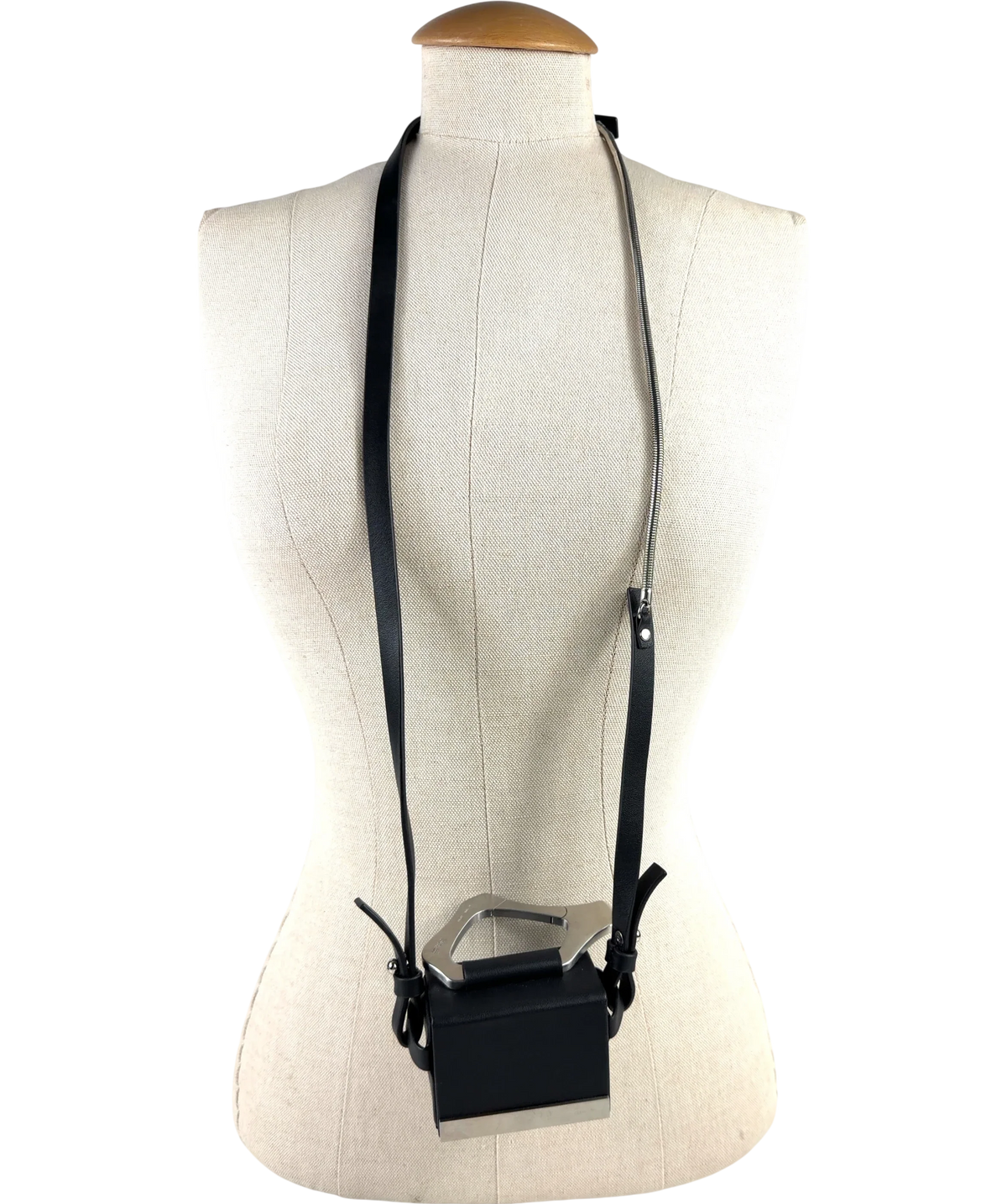 HELIOT EMIL Black Leather Carabiner Box Bag — front