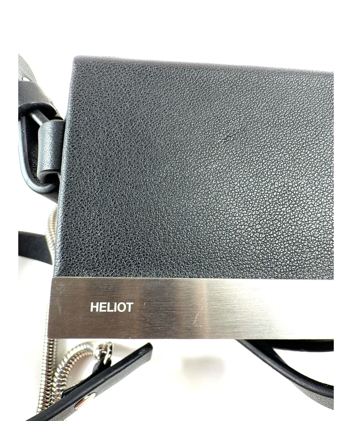 HELIOT EMIL Black Leather Carabiner Box Bag — detail