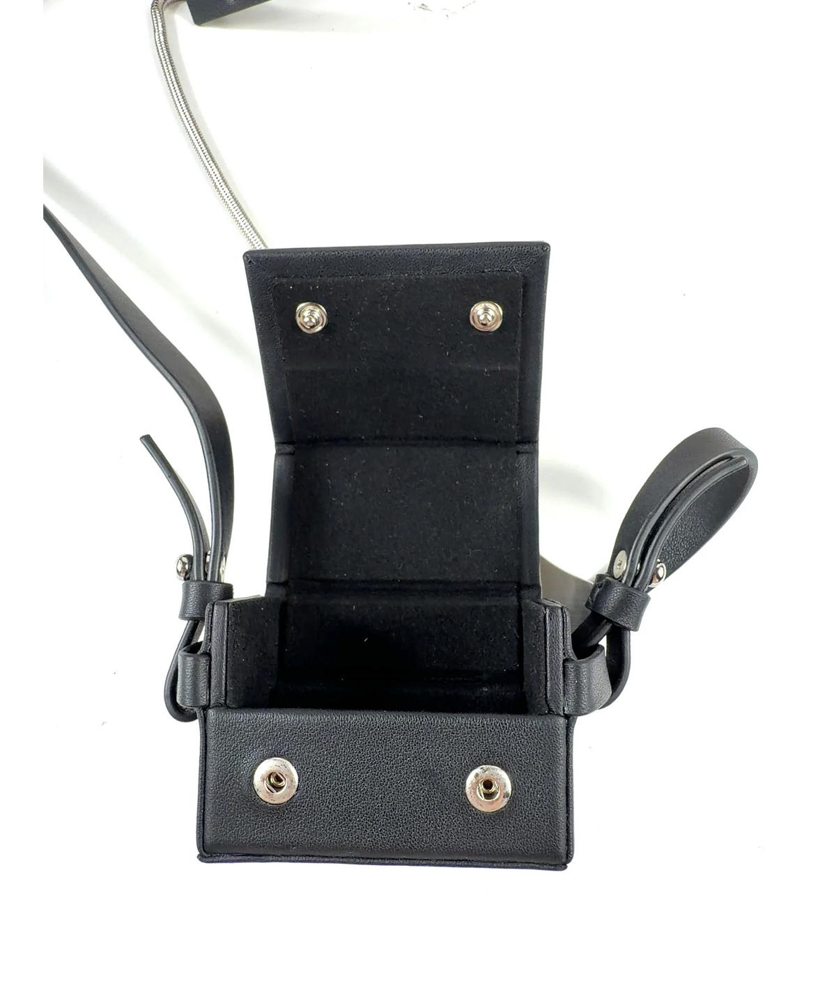 HELIOT EMIL Black Leather Carabiner Box Bag — label