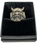 Clocks and Colours silver Hannya ring — front