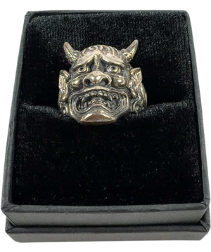 Clocks and Colours Hannya Ring Metallic and Black SIZE 8