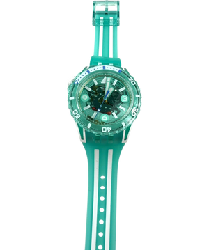 Green Swatch Scubaqua Medusae Transparent Turquoise Quartz Unisex Watch Sscu09l100 One Size