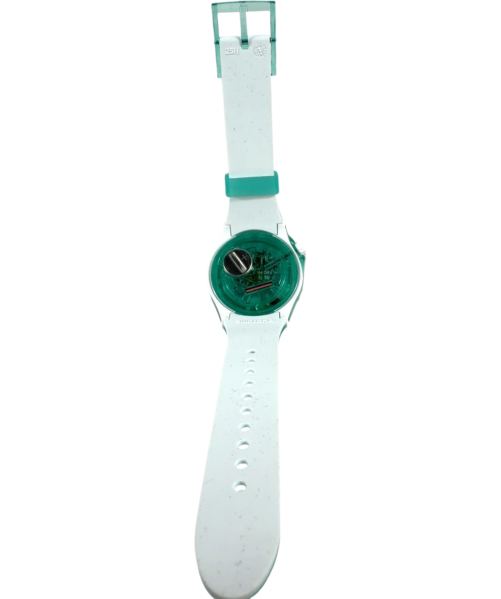 Swatch Green Swatch Scubaqua Medusae Transparent Turquoise Quartz Unisex Watch SSCU09L100 — back