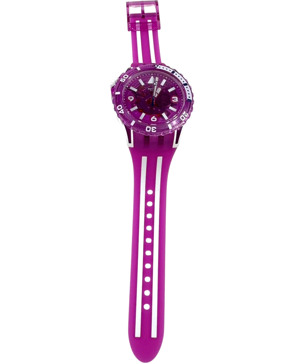 Swatch Purple Swatch Scubaqua Flower Hat Purple Fuchsia Quartz Watch SSCU09P100 — front