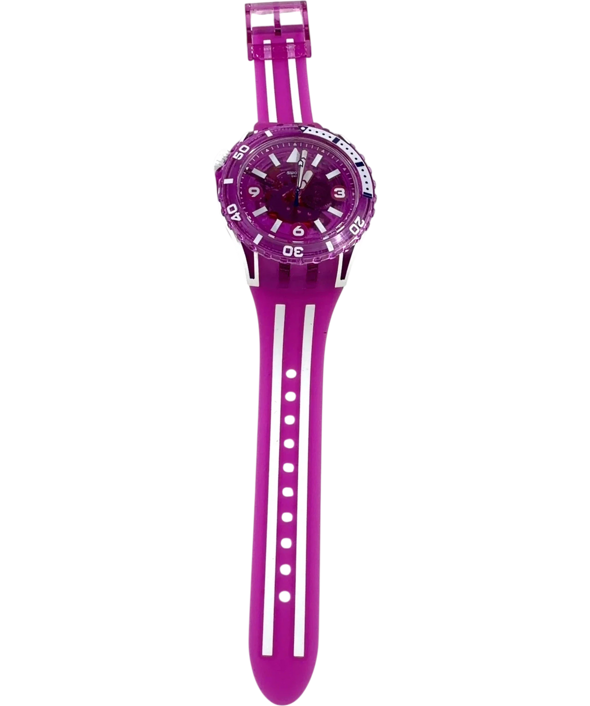 Swatch Purple Swatch Scubaqua Flower Hat Purple Fuchsia Quartz Watch SSCU09P100 — front