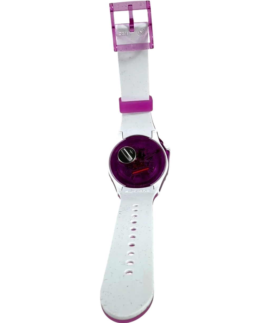 Swatch Purple Swatch Scubaqua Flower Hat Purple Fuchsia Quartz Watch SSCU09P100 — back