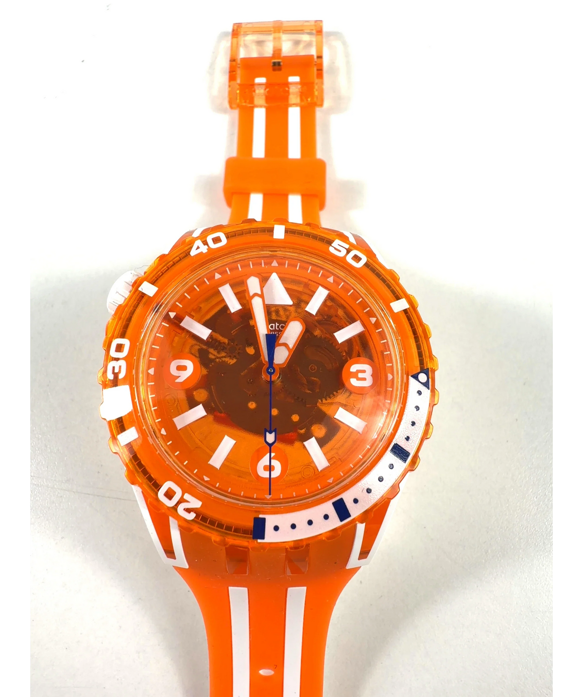 Swatch Orange Swatch Scuba Pacific Sea Nettle Orange Sport Watch — label