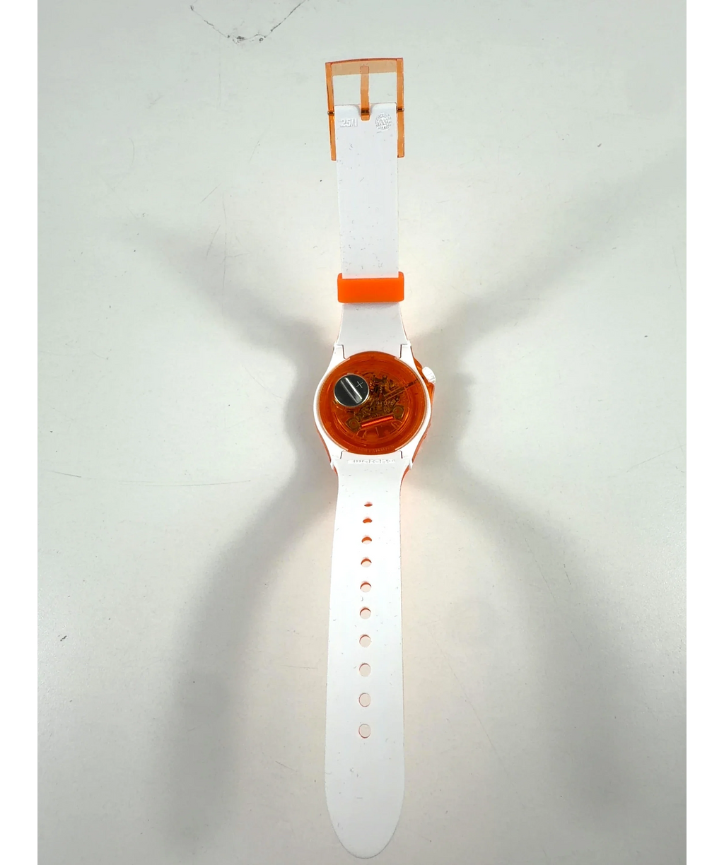 Swatch Orange Swatch Scuba Pacific Sea Nettle Orange Sport Watch — care label