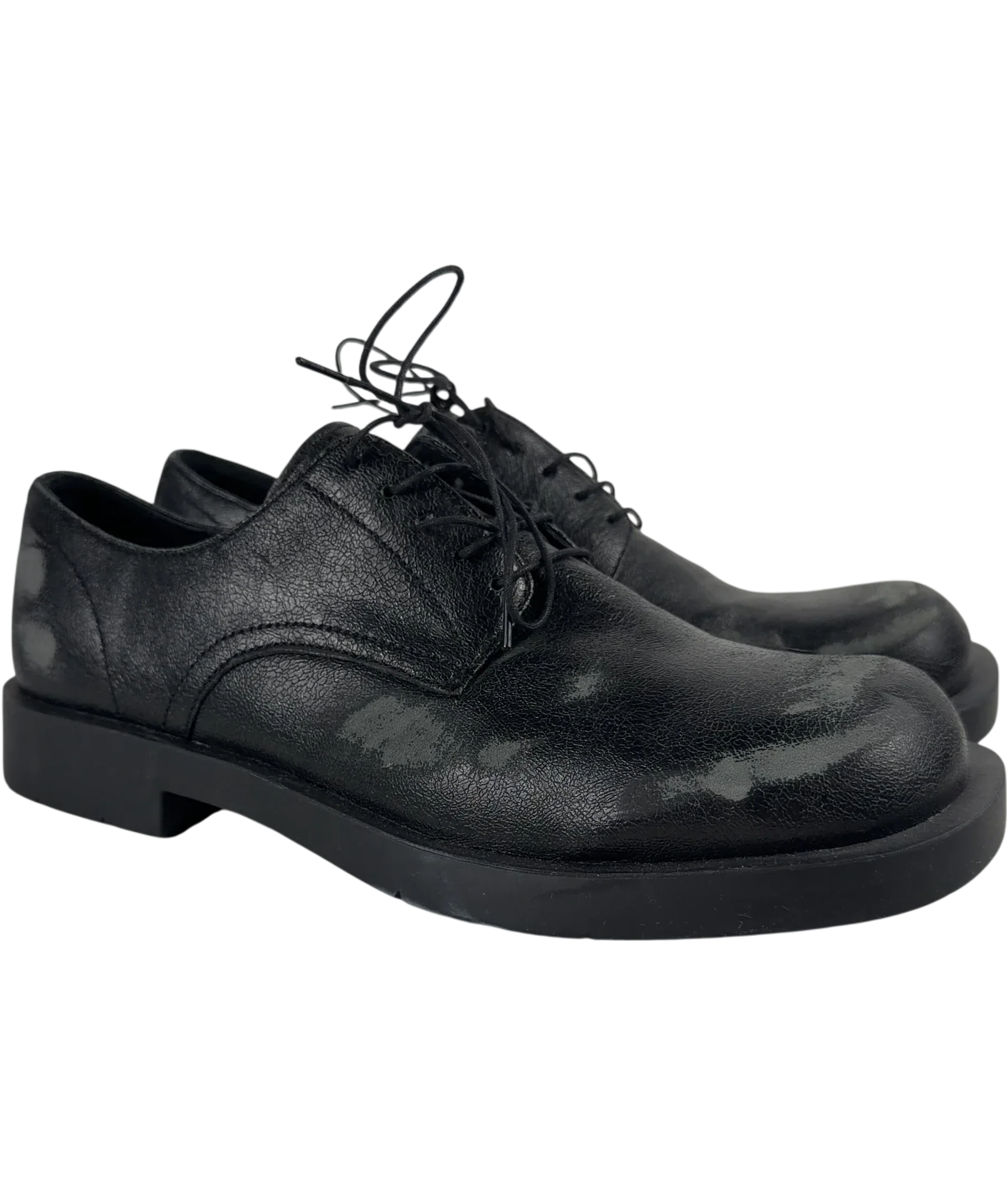 CamperLab Black MIL 1978 Black leather shoes, size UK 8 EU 42 👞 — front