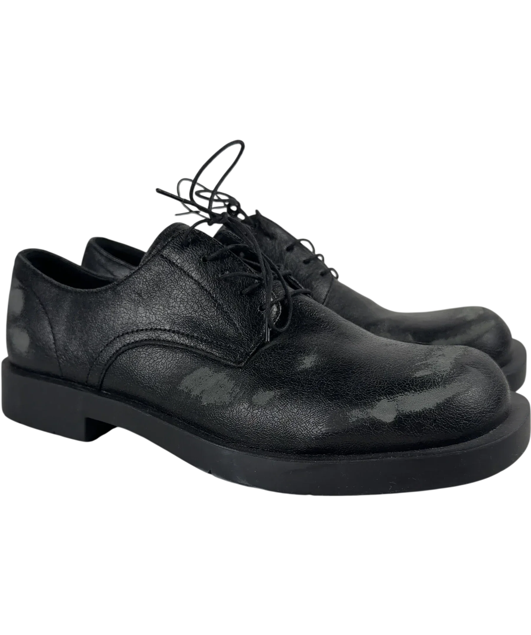 CamperLab Black MIL 1978 Black leather shoes, size UK 8 EU 42 👞 — front