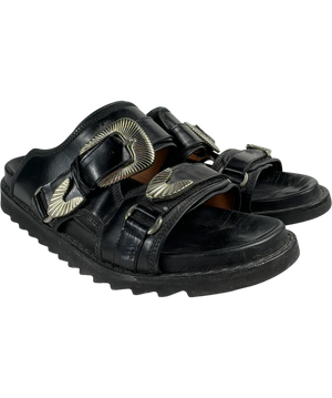 Toga Virilis Black Polished Sandals UK 9.5 EU 42.5