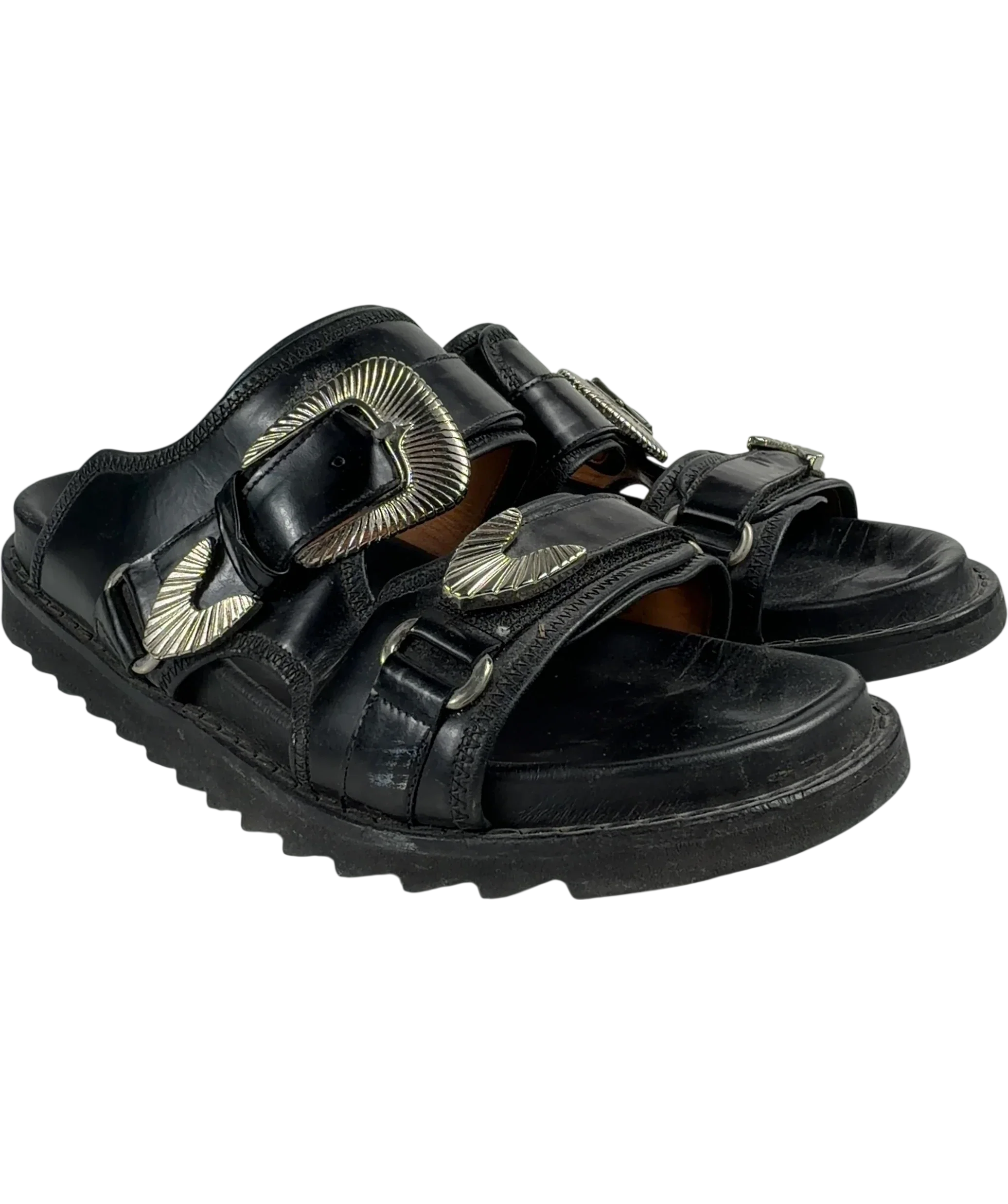 toga virilis Black Black Polished Sandals, size UK 9.5 EU 42.5 👠 — front