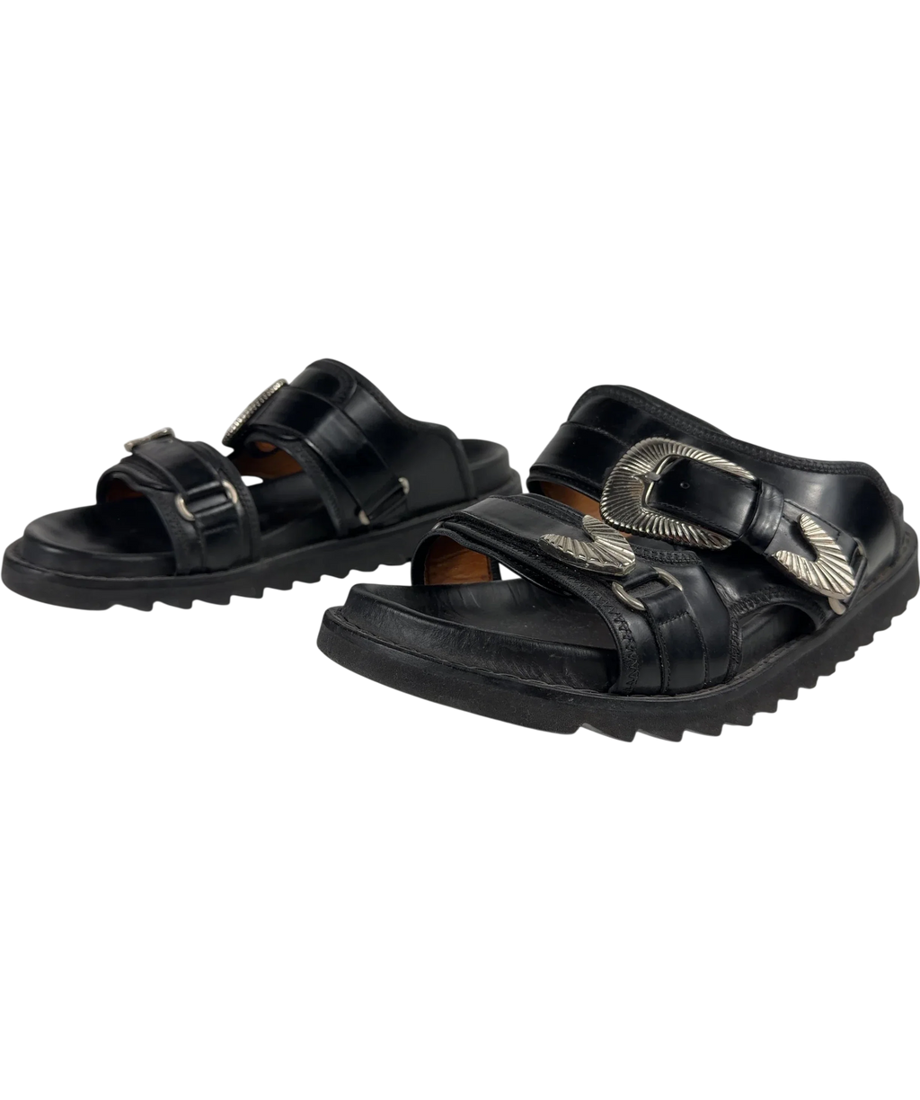 Toga Virilis Black Polished Sandals UK 9.5 EU 42.5 — Side (both)