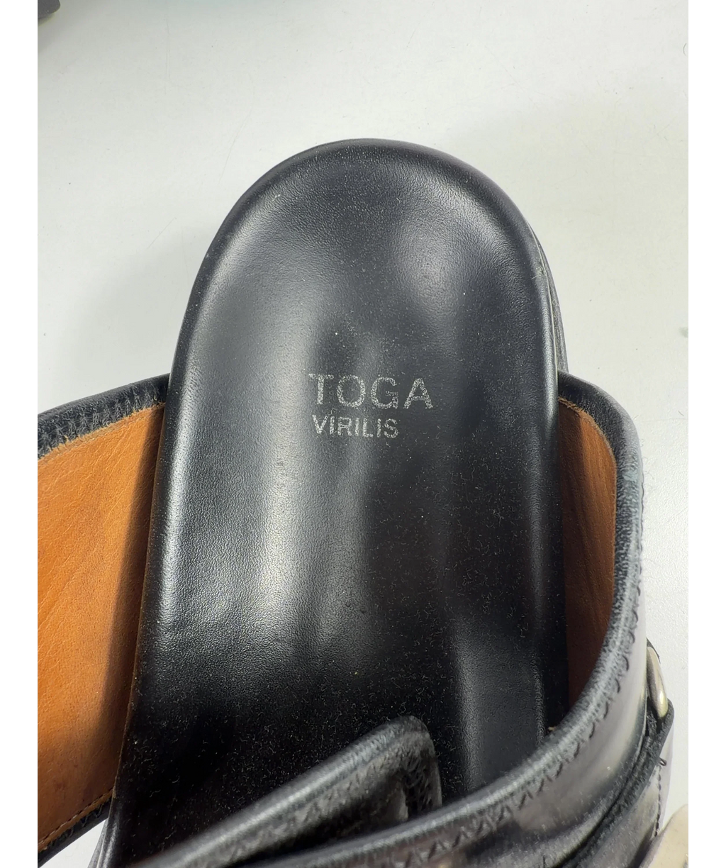 Toga Virilis Black Polished Sandals UK 9.5 EU 42.5 — Brand