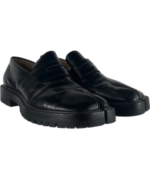 Maison Margiela Black Tabi Chunky Lug Sole Leather Loafers UK 9 EU 43