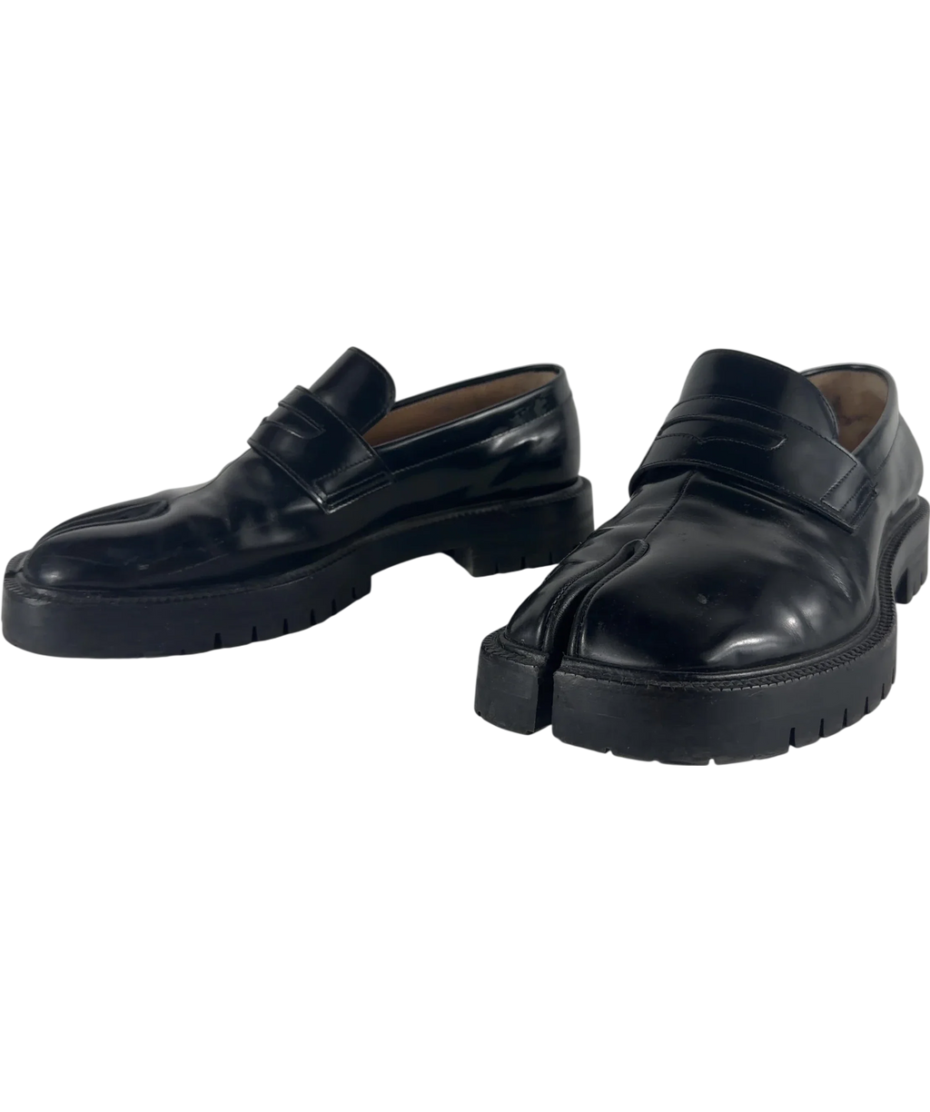 Maison Margiela Black Tabi Chunky Lug Sole Leather Loafers UK 9 EU 43 — Side (both)