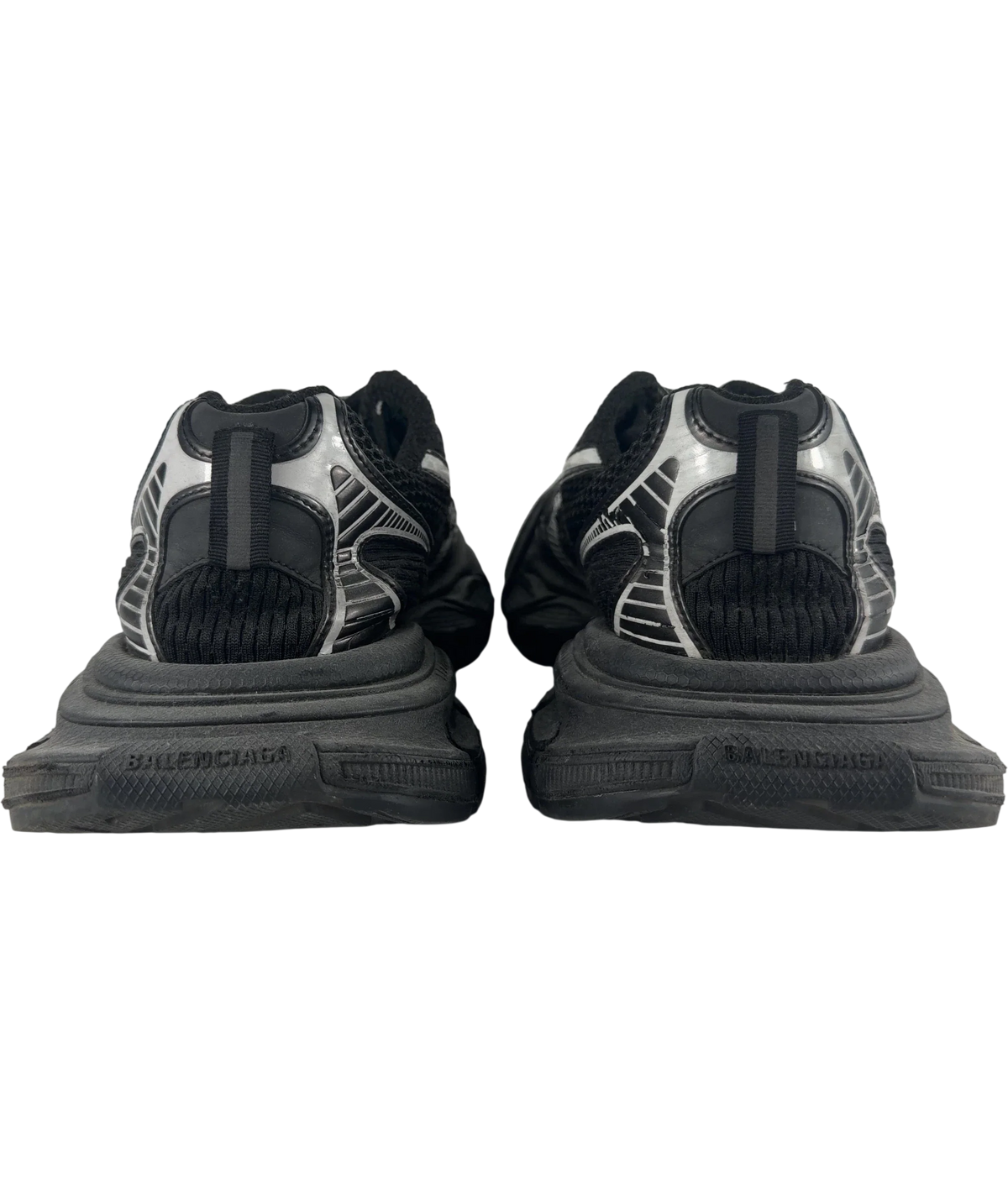 Balenciaga 3xl Mesh Panel Distressed Trainers Black White UK 7 EU 41 — Front (both, face on)