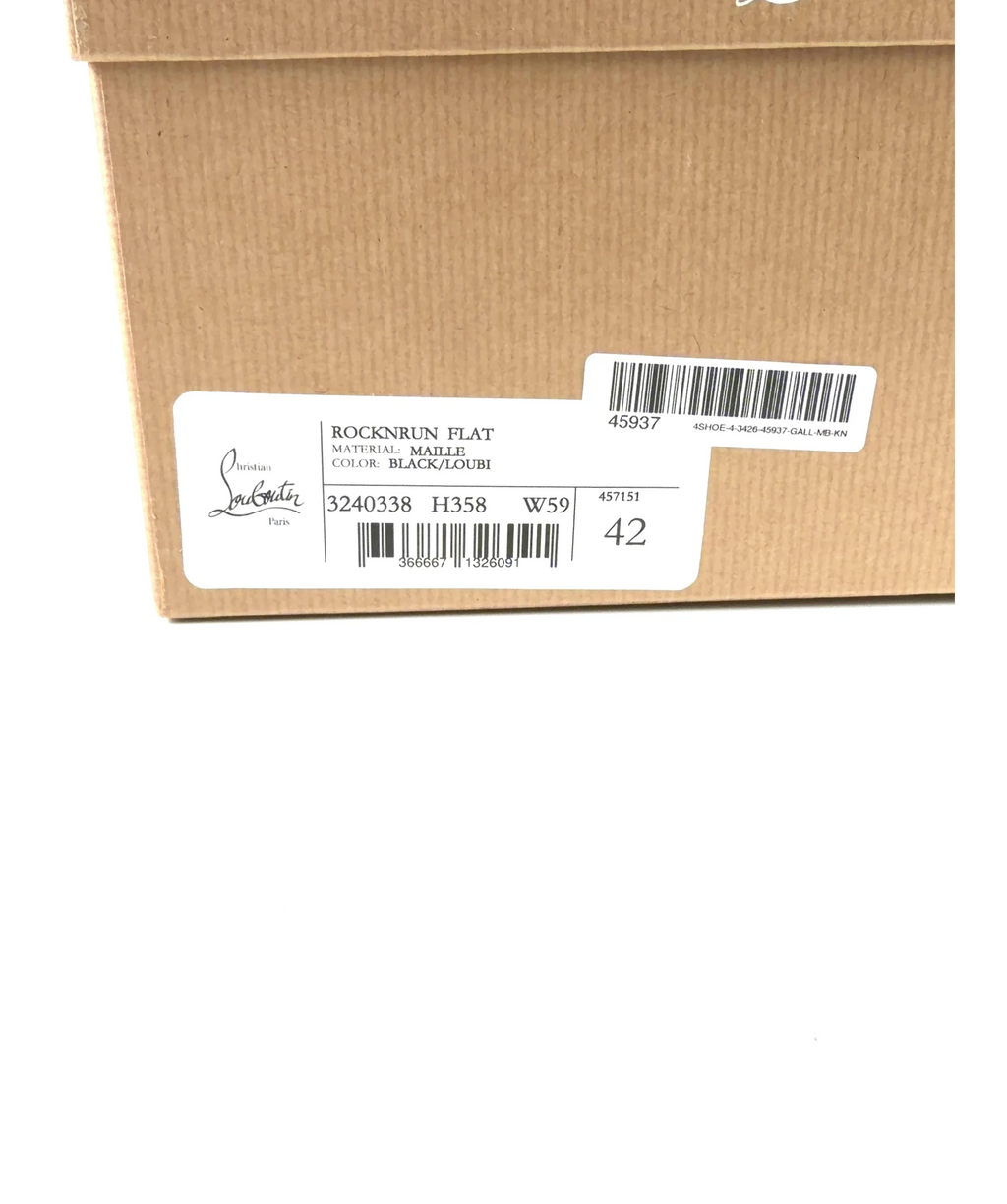 Christian Louboutin Black Rocknrun, size UK 8 EU 42 👞 — fabric detail
