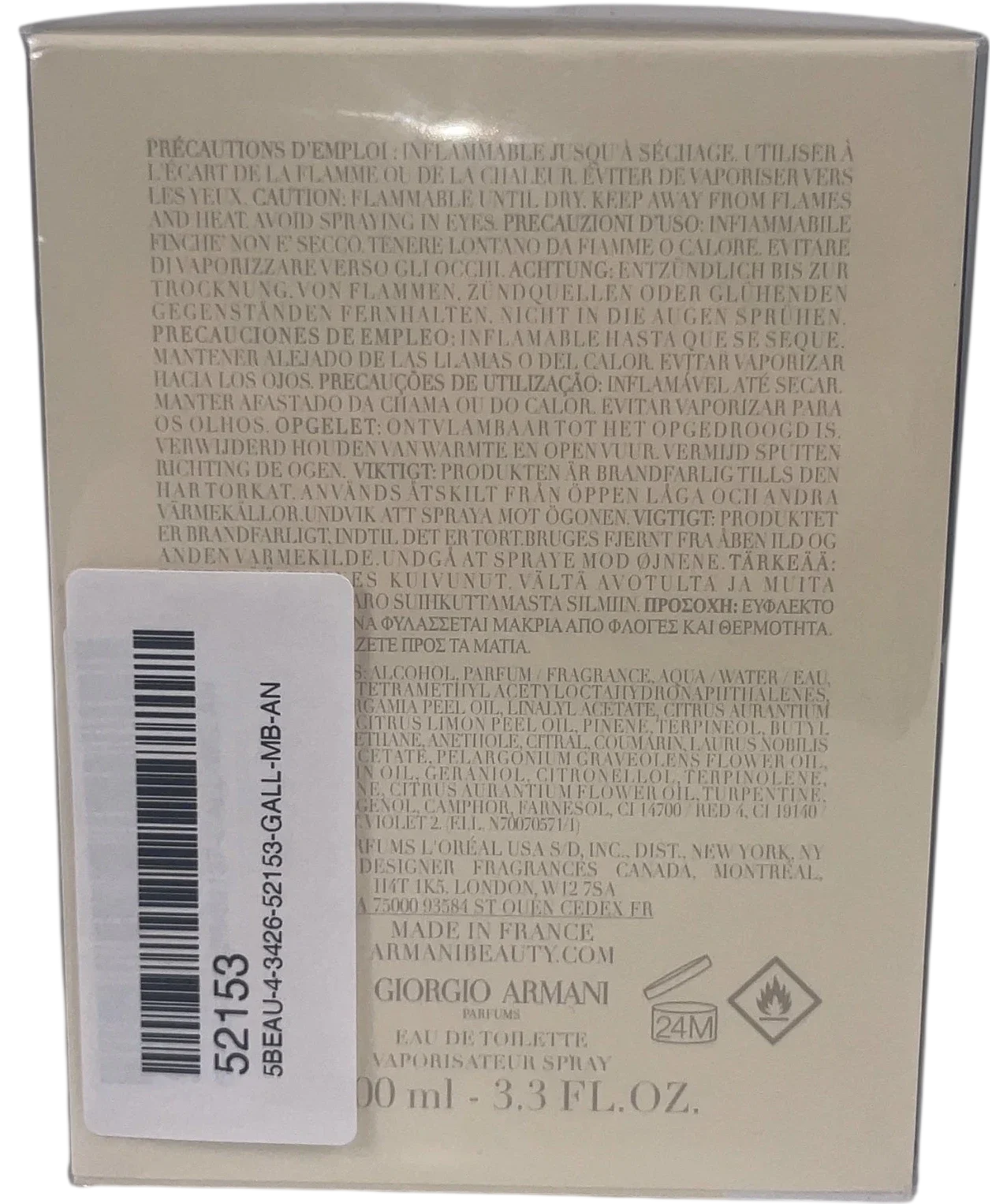 Giorgio Armani Orange Méditerranée Eau de Toilette (100ml), size 100ml — back