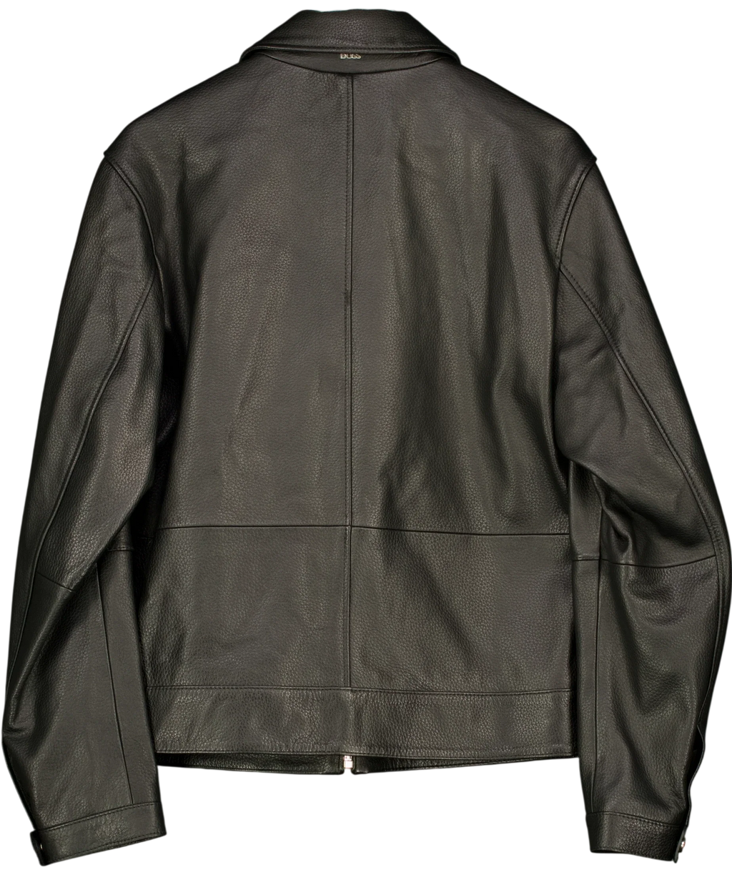 BOSS Black Regular-Fit Leather Jacket with Zip Closure, size UK 40" CHEST — back