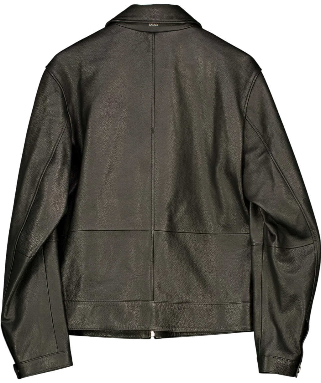 BOSS Black Regular-Fit Leather Jacket with Zip Closure, size UK 40" CHEST — back