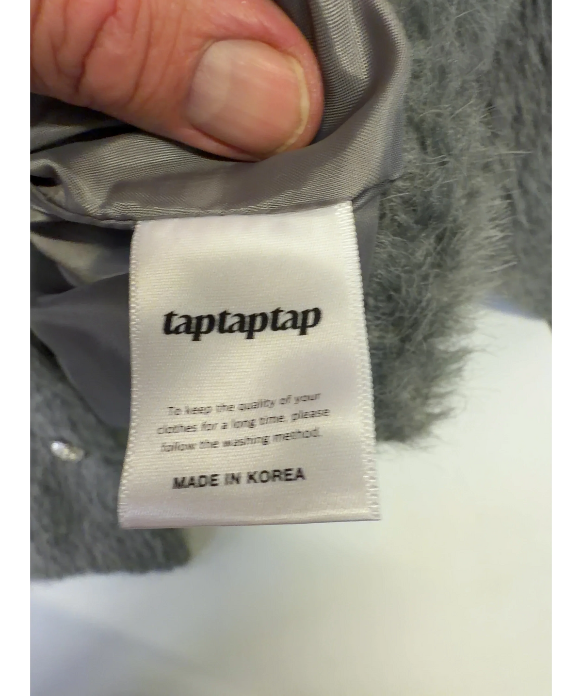 taptaptap Grey Colour, size UK M/L — label