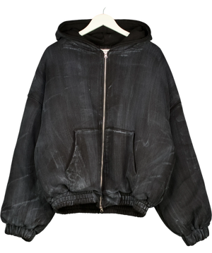 90's Product Zip Hoodie Black And White Waxed Size S