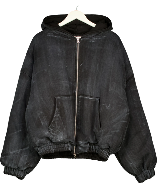 90's Product Black zip hoodie, size UK M/L — front