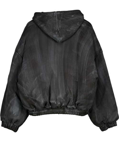 90's Product Black zip hoodie, size UK M/L — back