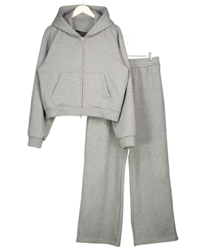 William Look Cropped Zip-Up Hoodie And Wide-Leg Trouser Grey Uk L