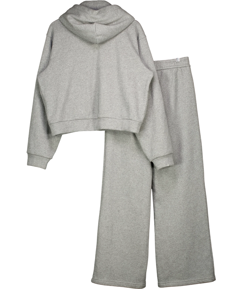 WILLIAM LOOK Grey cropped zip-up hoodie and wide-leg trouser tracksuit set, size UK L — back
